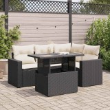 Cumpara ieftin Gossi set mobilier de gradina cu perne, 5 piese, negru, poliratan