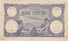 ROMANIA 20 LEI SEPTEMBRIE 1929 VF foto