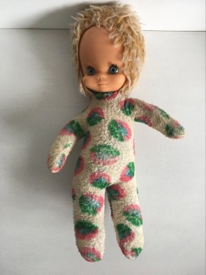 Papusa veche, anii 70, fata de cauciuc si corp textil, 30 cm foto