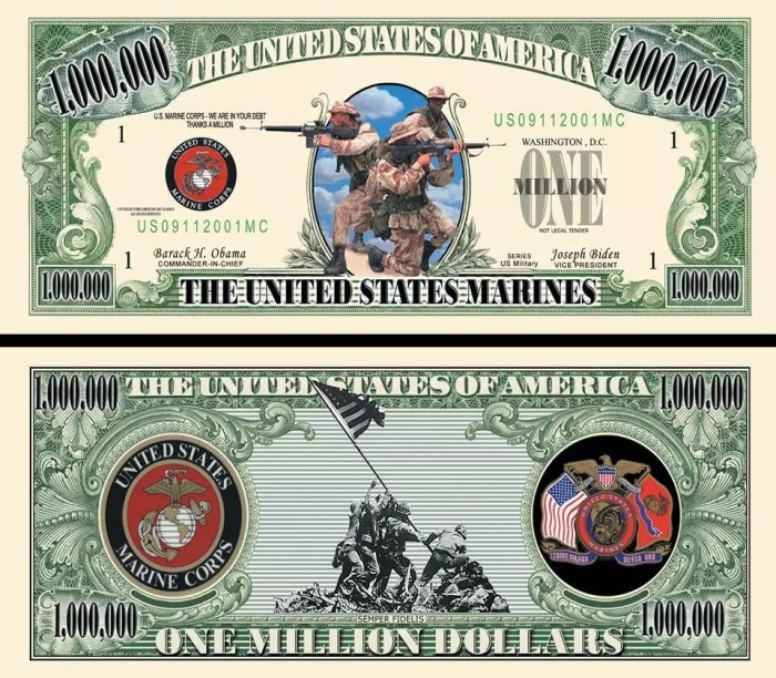 !!! SUA = FANTASY NOTE - US MARINES CORP - 2001 - UNC