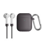 Husa silicon cu snur casti pentru Apple Airpods 1 / 2 Uniq Vencer, Neagra