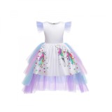 Costum Unicorn KidMania&reg; cu trena detasabila pentru fete 120 cm 5-7 ani