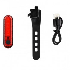 Lampa spate stop pentru bicicleta, 5 LED-uri, reincarcabil prin USB, rosu