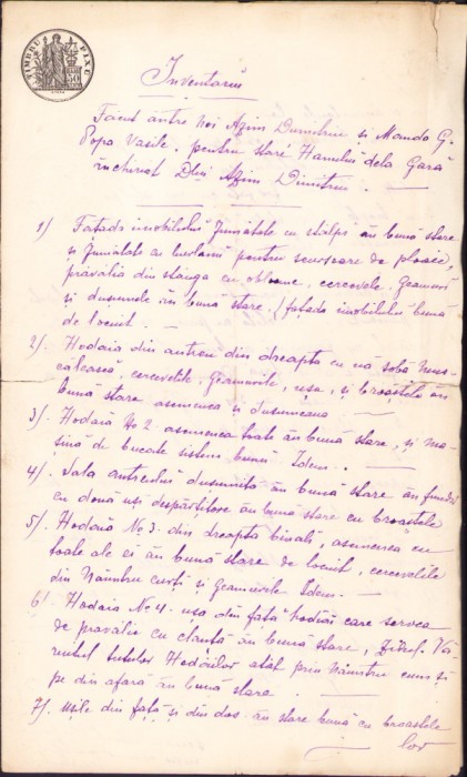 A2468N Inventarul Hanului de la gară Găiești jud D&acirc;mbovița 1890