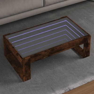 vidaXL Măsuță de cafea cu LED infinity, stejar fumuriu, 90x53x30 cm 847641 foto