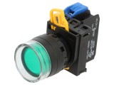 Comutator IDEC 22mm Verde 2 NO Poz.i Acţionat prin Apăsare