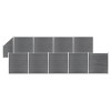 Set panouri gard, 9 pătrate + 1 oblic, gri, 1657x186 cm, WPC