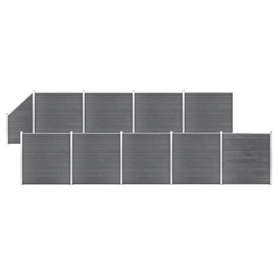 Set panouri gard, 9 pătrate + 1 oblic, gri, 1657x186 cm, WPC foto
