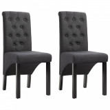 vidaXL Scaune de bucătărie, 2 buc., gri &icirc;nchis, material textil