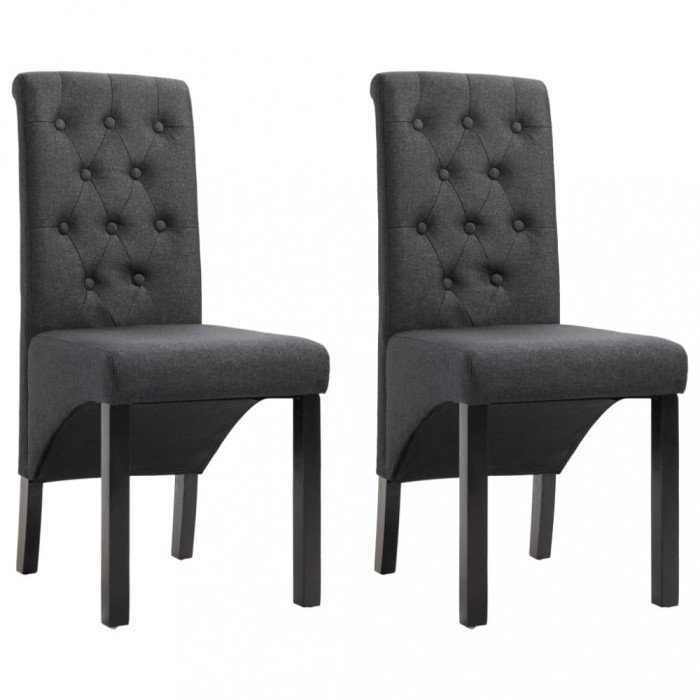 vidaXL Scaune de bucătărie, 2 buc., gri &icirc;nchis, material textil