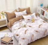 Cumpara ieftin Lenjerie Pat Bumbac 4 Piese Cu Elastic Bej Roz 180x200 cm