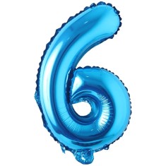 Balon din folie metalizata, Cifra 6, aniversare, 80 cm, Albastru foto
