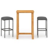 Cumpara ieftin Set mobilier de bar de gradina cu perne, 3 piese, gri