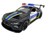 Macheta BMW M4 negru Politie Sport 1:28 metal lumini si sunete deschide usile