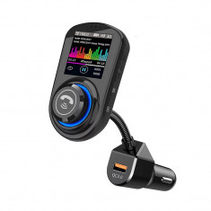 MODULATOR AUTO FM SPACER Bluetooth 5.0. display 1.8&quot; HD color 1xUSB QC3.0 &amp;amp; 1xUSB max. 5V/1A 12V-24V max. 10-15m mic max. 0-3m format MP3