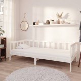 vidaXL Pat de zi cu saltea, alb, 90x200 cm, lemn masiv de pin