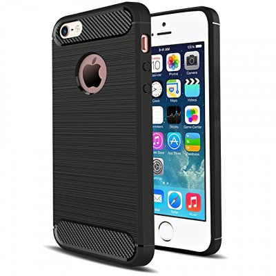 Husa TPU Forcell Carbon pentru Apple iPhone 5 / Apple iPhone 5s / Apple iPhone SE, Neagra foto