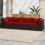 Cumpara ieftin Set mobilier de grădină cu perne, 4 piese, maro, poliratan