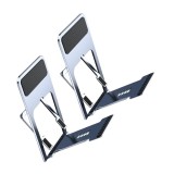 Cumpara ieftin Set 2 suporturi pliabile pentru telefon si tableta, argintii, reglabile pe mai multe unghiuri, suport metalic antiderapant pentru birou