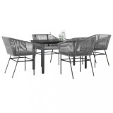 Gossi set de sufragerie de gradina 5 piese sticla poliratan gri