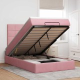 vidaXL Cadru de pat otoman cu saltele Roz 120x190cm catifea 3313462