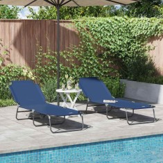 vidaXL Șezlong pliabil 2 pcs albastru 56 x 189 x 87cm țesătură 42003146