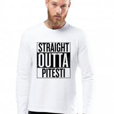 Bluza barbati alba - Straight Outta Pitesti - S