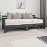 Cumpara ieftin Pat de zi extensibil, gri, 2x(90x200) cm, lemn masiv de pin