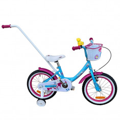Bicicleta copii, 16 inch, scaun ajustabil, cos cumparaturi, maner de sustinere, roti ajutatoare detasabile foto