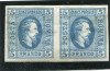 1865 , Lp 16 a , A.I. Cuza 5 Parale albastru / hartie vargata , pereche - MVLH, Nestampilat