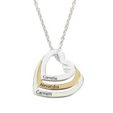 Colier personalizat cu 3 nume pe 3 inimioare - argint 925 - 45 cm