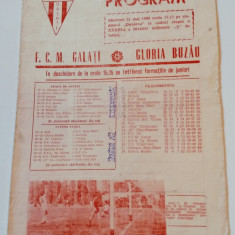 Program meci fotbal FCM GALATI - GLORIA BUZAU (21.05.1980)