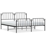 Cumpara ieftin Cadru pat metalic cu tablii de cap/picioare , negru, 183x213 cm