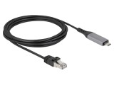 Cablu; RJ45 mufă,USB C mufă; 3m; negru; 32AWG; 1Gbps; Cat 6