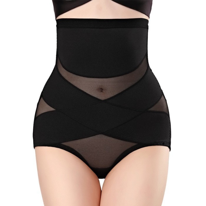 Lenjerie Modelatoare pentru Abdomen, cu Talie Inalta si Corset, Negru, Push-Up
