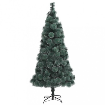 Brad de Craciun artificial pin verde cu spice albe IdeallStore&amp;reg;, Perfect Holiday, 120 cm, suport inclus foto