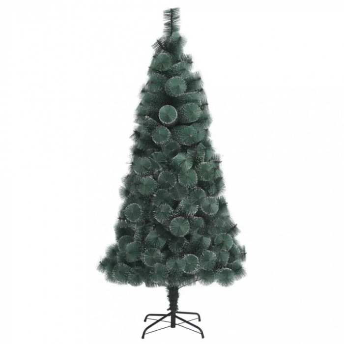 Brad de Craciun artificial pin verde cu spice albe IdeallStore&reg;, Perfect Holiday, 180 cm, suport inclus