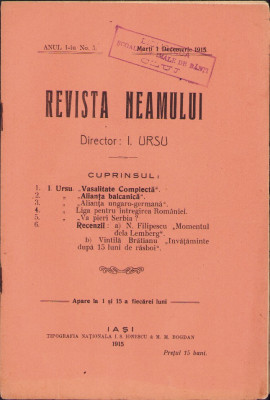 HST Z313 Revista Neamului 5/1915 Iași foto