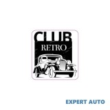 Sticker Auto Retro kwmobile, 8.5x8.5cm, Abtibild Club, Oracal PVC Autocolant, Alb Negru Gri, Rezistent Zgarieturi, Universal