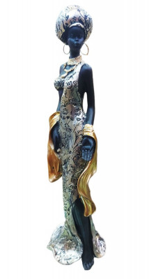 Statueta Decorativa, Africana, Argintiu, 36 cm, LY231904 foto