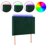 Cumpara ieftin Tablie de pat cu LED, verde inchis, 93x16x118/128cm, catifea