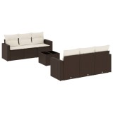Cumpara ieftin Set canapele de gradina cu perne, 7 piese, maro, poliratan