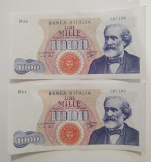 Italia - 1000 Lire 1962 N - Serii consecutive foto