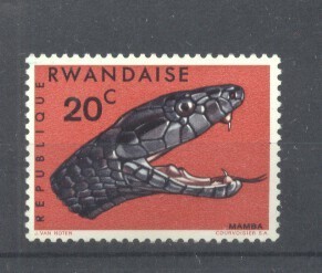 Rwanda 1967 Snakes, MNH AE.125 foto