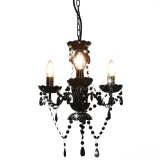 Candelabru cu margele, negru, rotund, 3 becuri E14