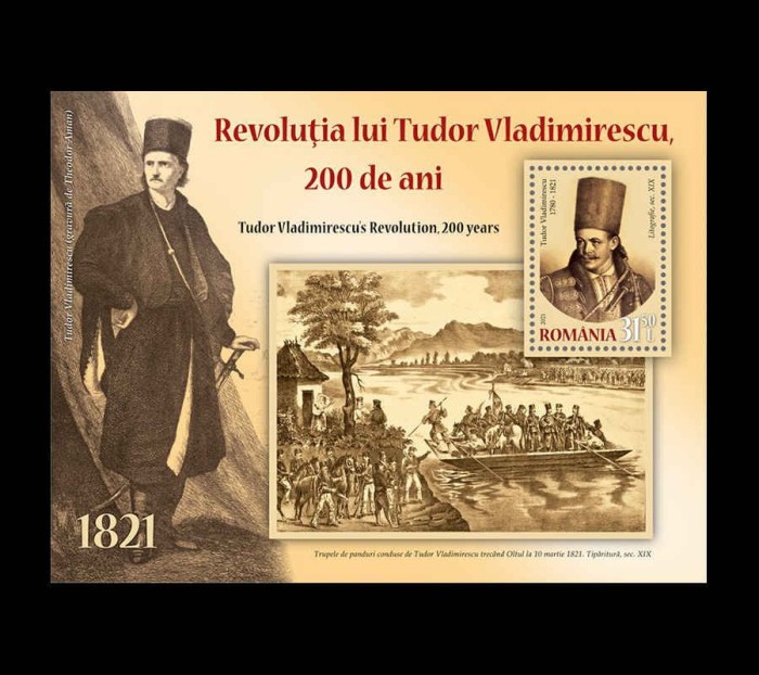 ✅RO 2021 LP 2328a &quot; Revoluția lui Tudor Vladimirescu, 200 de ani&rdquo; &quot;, colita 867 ,MNH