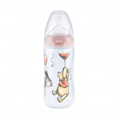 Biberon din polipropilena cu tetina din silicon 300 ml 0-6 luni Nuk First Choice Winnie the Pooh 741800-2, Roz foto