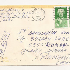 FD12 - Plic Circulat international SUA - Romania , 1987