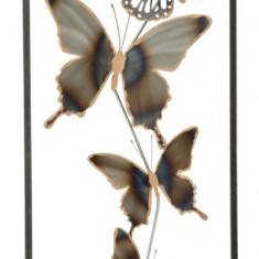 Decoratiune de perete Butterflies, Mauro Ferretti, 31x90 cm, fier, negru/argintiu