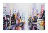 Cumpara ieftin Tablou peisaj citadin living 150x100cm pictat manual, New York, ulei pe panza, Vicentiu Done